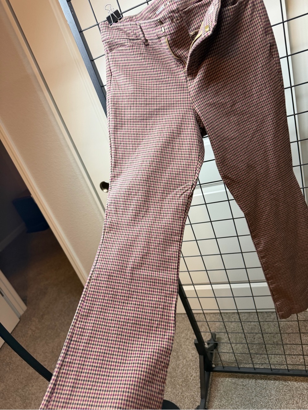 Old Navy Pink and Black Checked Wide-Leg Pants